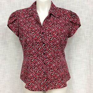 Fred David XL Petite Buttoned Short Sleeve Blouse